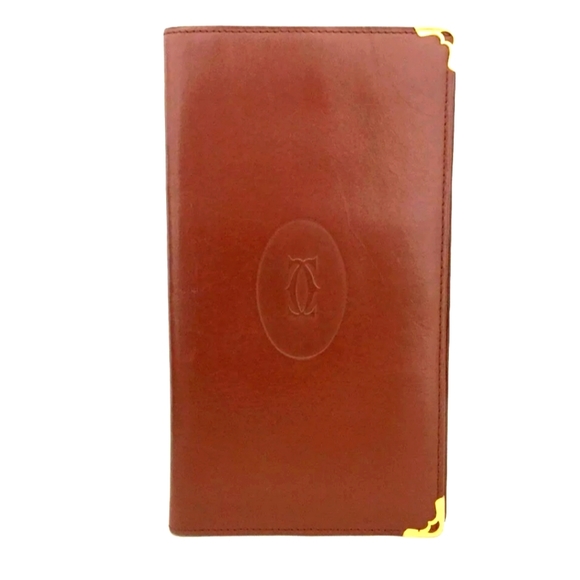MUST DE CARTIER BORDEAUX LONG BIFOLD WALLET A2396 - Picture 1 of 13